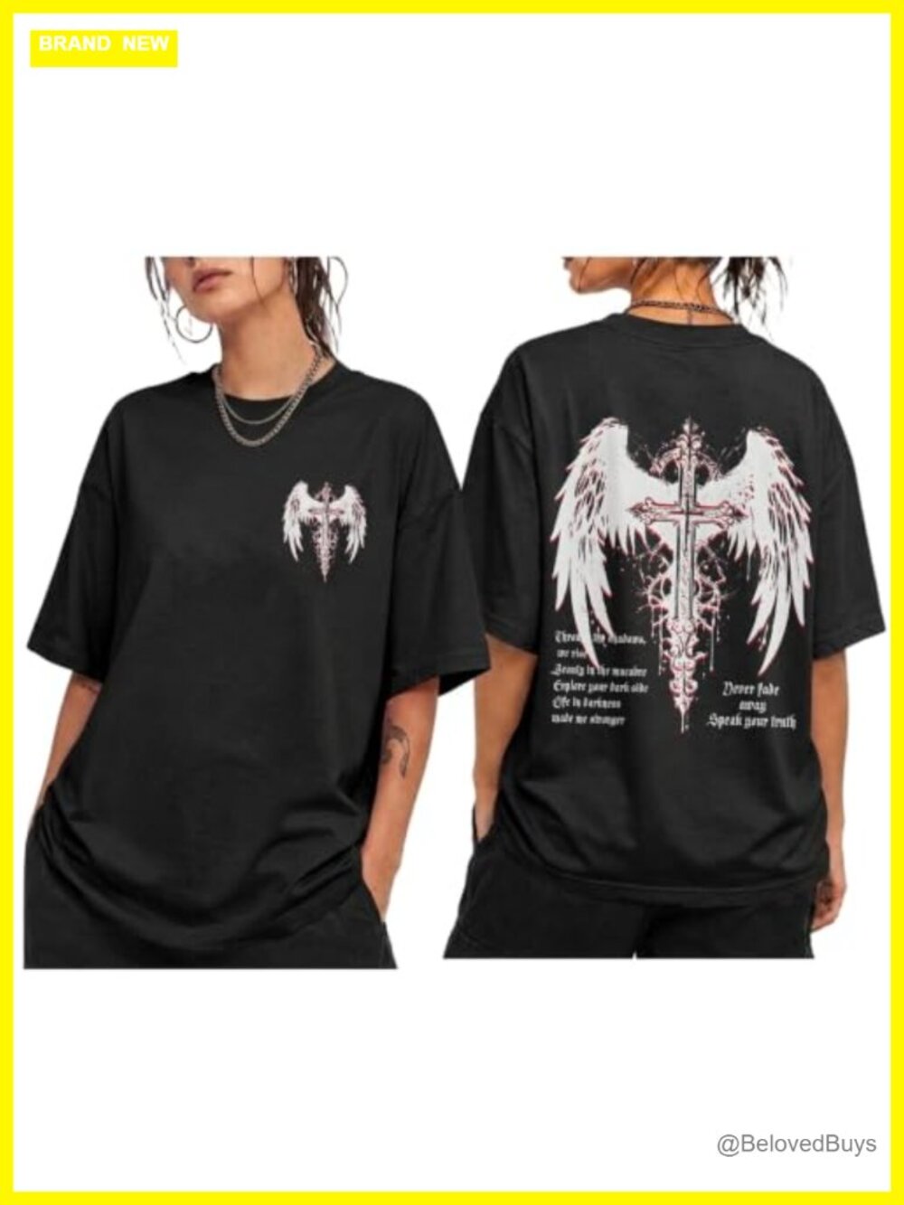 Goth Grunge Graphic Tee Oversized Cotton Short Sleeve Streetwear Top